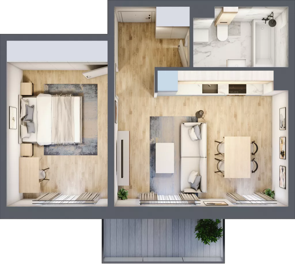 2 pokoje, mieszkanie 44,60 m², piętro 1, oferta nr J/5, Wille Biskupin, Wrocław, Biskupin-Sępolno-Dąbie-Bartoszowice, Śródmieście, ul. Braci Gierymskich 156