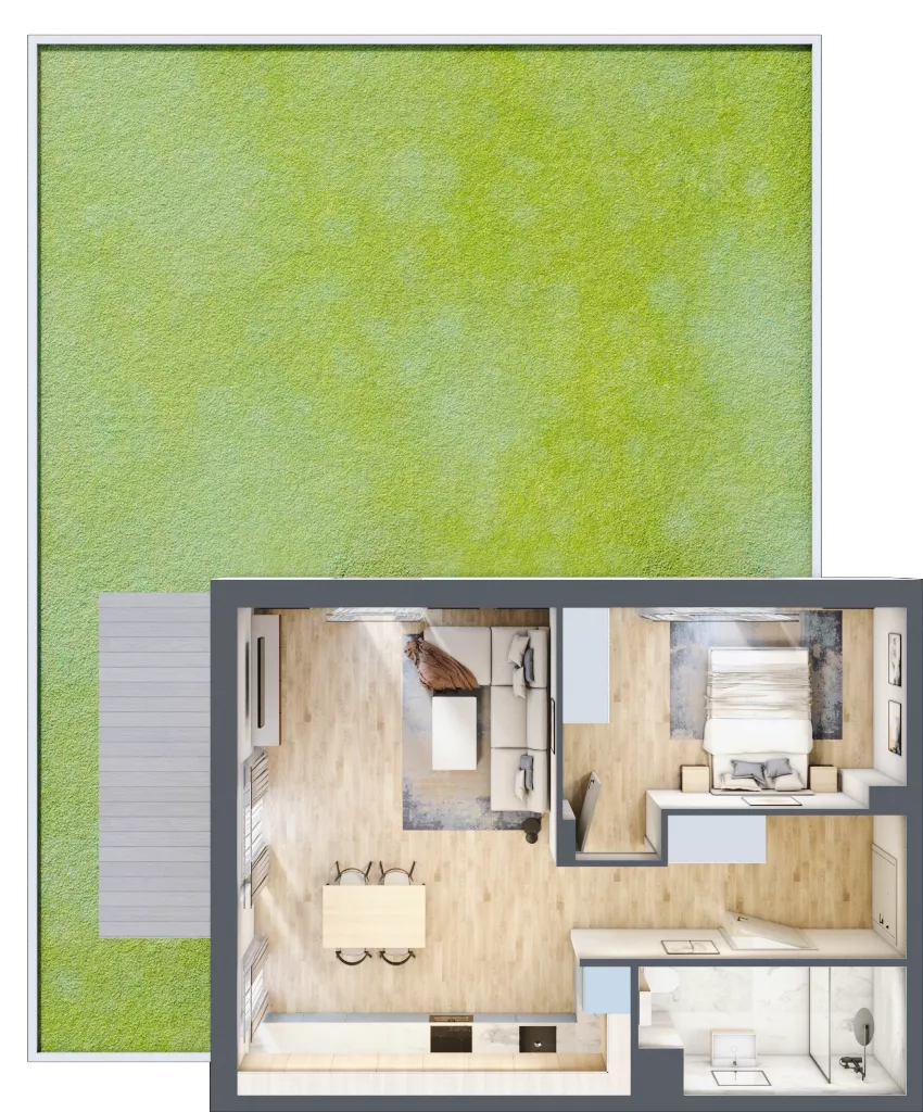 2 pokoje, mieszkanie 52,01 m², parter, oferta nr L/3, Wille Biskupin, Wrocław, Biskupin-Sępolno-Dąbie-Bartoszowice, Śródmieście, ul. Braci Gierymskich 156