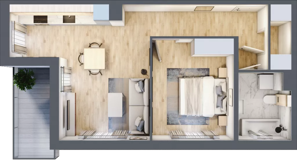 2 pokoje, mieszkanie 47,49 m², piętro 1, oferta nr L/5, Wille Biskupin, Wrocław, Biskupin-Sępolno-Dąbie-Bartoszowice, Śródmieście, ul. Braci Gierymskich 156