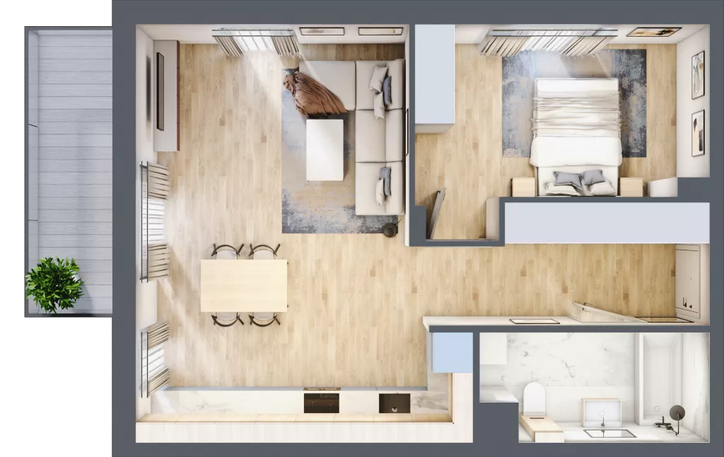 2 pokoje, mieszkanie 52,01 m², piętro 1, oferta nr L/6, Wille Biskupin, Wrocław, Biskupin-Sępolno-Dąbie-Bartoszowice, Śródmieście, ul. Braci Gierymskich 156