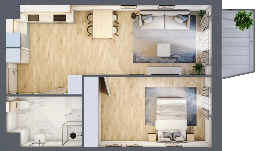 2 pokoje, mieszkanie 51,37 m², parter, oferta nr B/2, Osiedle Górka Narodowa etap 5, Kraków, Prądnik Biały, Górka Narodowa, ul. Papierni Prądnickich