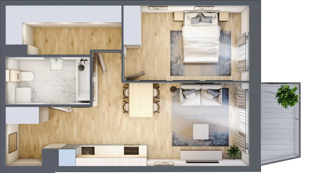 2 pokoje, mieszkanie 48,59 m², piętro 5, oferta nr B/38, Osiedle Górka Narodowa etap 5, Kraków, Prądnik Biały, Górka Narodowa, ul. Papierni Prądnickich