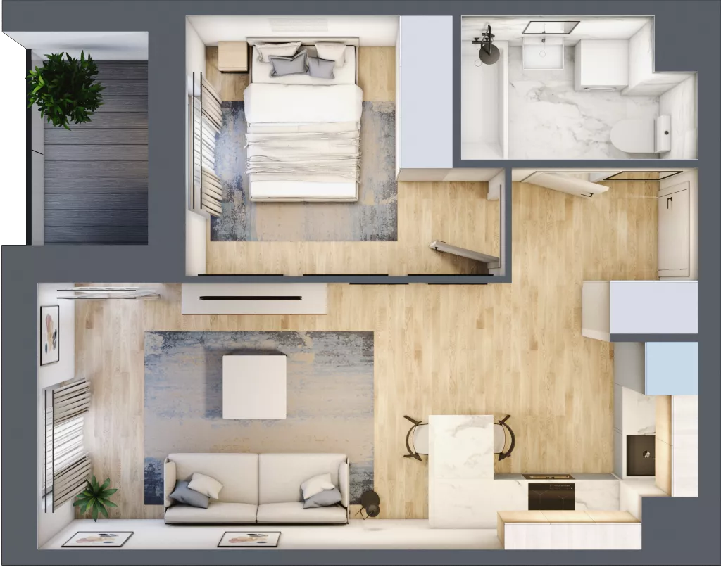 2 pokoje, mieszkanie 38,85 m², piętro 1, oferta nr E/6, Osiedle Górka Narodowa etap 5, Kraków, Prądnik Biały, Górka Narodowa, ul. Papierni Prądnickich