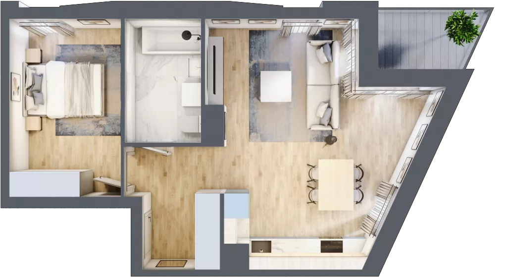 2 pokoje, mieszkanie 48,69 m², piętro 1, oferta nr E/36, Osiedle Górka Narodowa etap 5, Kraków, Prądnik Biały, Górka Narodowa, ul. Papierni Prądnickich