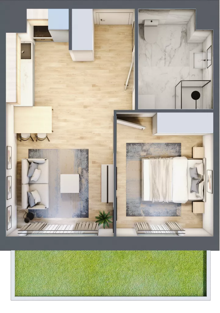 2 pokoje, mieszkanie 38,71 m², parter, oferta nr F/2, Osiedle Górka Narodowa etap 5, Kraków, Prądnik Biały, Górka Narodowa, ul. Papierni Prądnickich