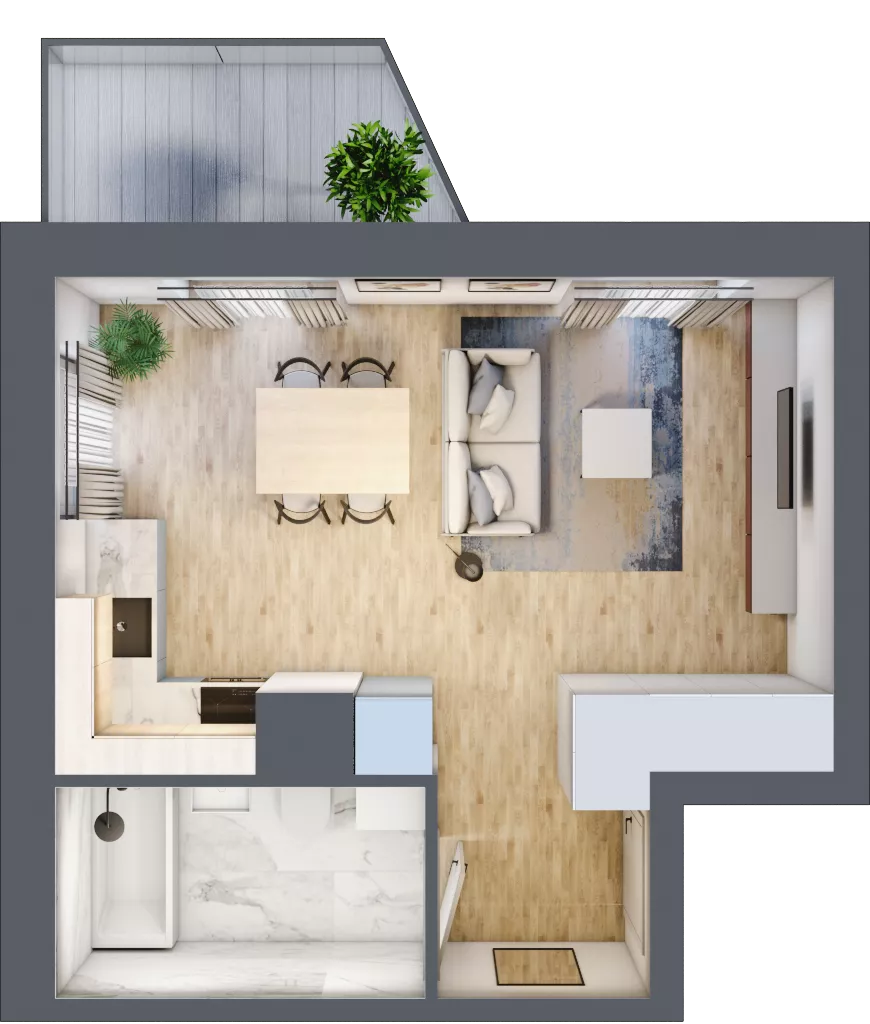 1 pokój, mieszkanie 30,73 m², piętro 4, oferta nr F/16, Osiedle Górka Narodowa etap 5, Kraków, Prądnik Biały, Górka Narodowa, ul. Papierni Prądnickich
