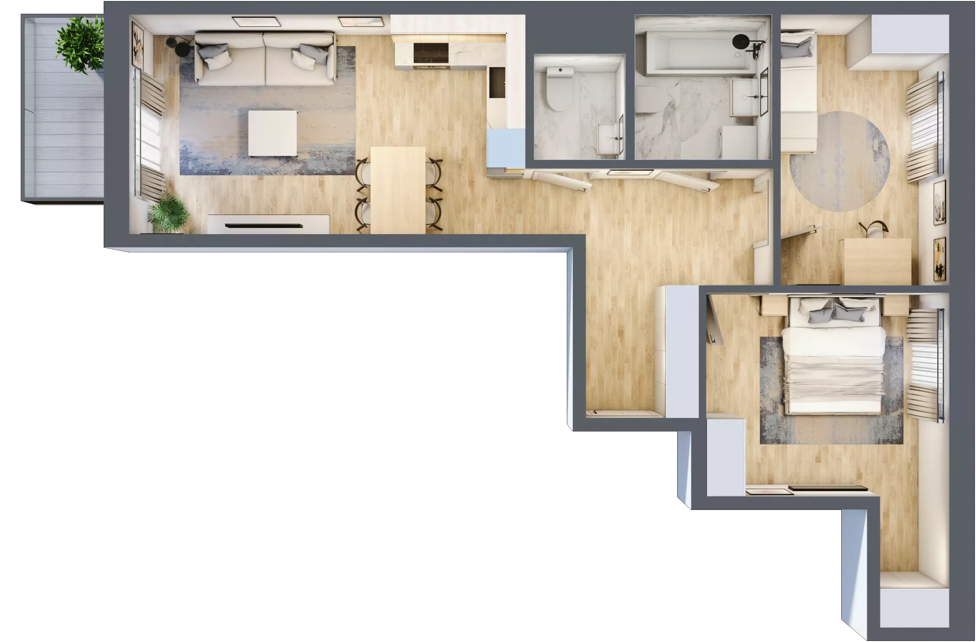 3 pokoje, mieszkanie 63,26 m², piętro 5, oferta nr A/44, Apartamenty Beethovena, Warszawa, Mokotów, Sielce, ul. Dziekońskiego 4