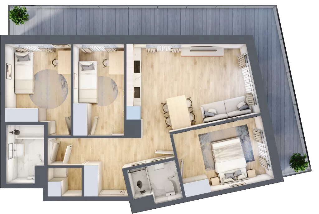 4 pokoje, mieszkanie 72,45 m², parter, oferta nr A/47, Apartamenty Beethovena, Warszawa, Mokotów, Sielce, ul. Dziekońskiego 4