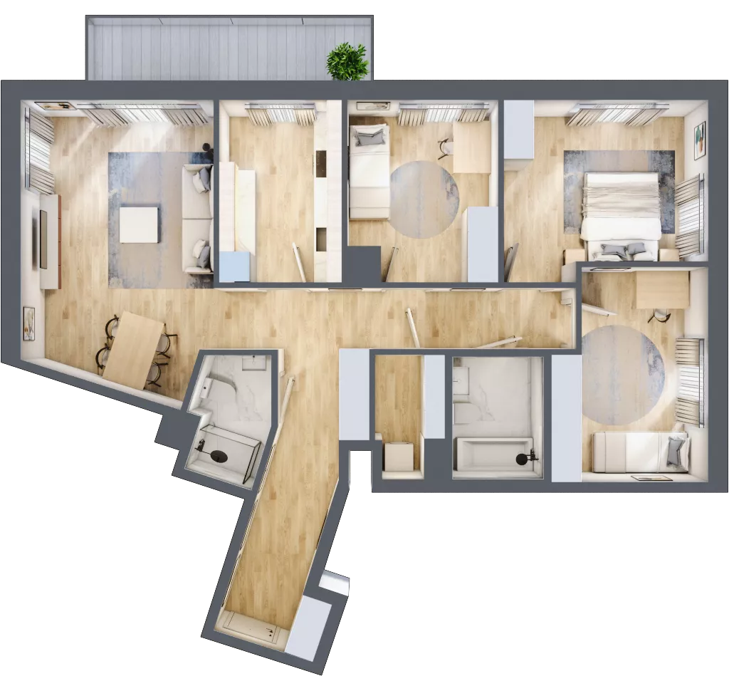 4 pokoje, mieszkanie 97,41 m², piętro 5, oferta nr A/24, Apartamenty Beethovena, Warszawa, Mokotów, Sielce, ul. Dziekońskiego 4
