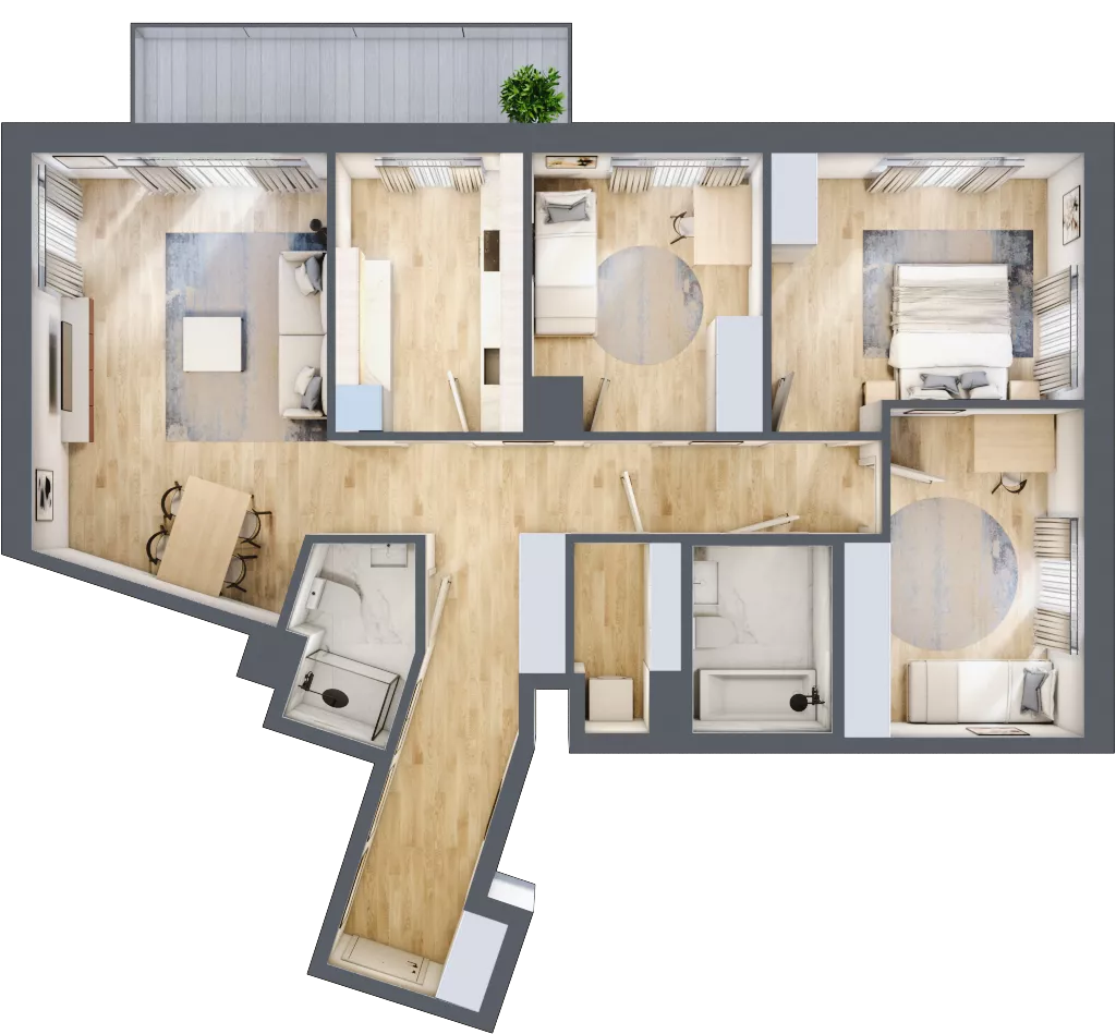4 pokoje, mieszkanie 97,39 m², piętro 4, oferta nr A/20, Apartamenty Beethovena, Warszawa, Mokotów, Sielce, ul. Dziekońskiego 4