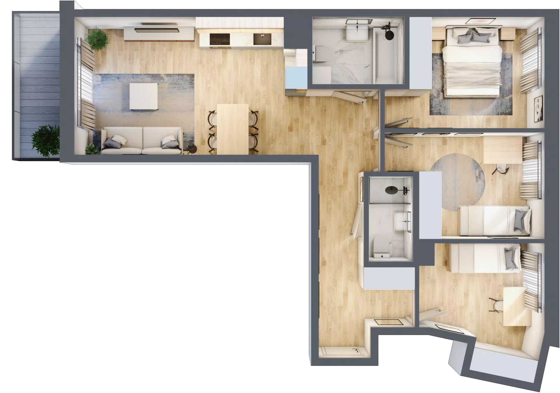 4 pokoje, mieszkanie 75,95 m², piętro 1, oferta nr A/54, Apartamenty Beethovena, Warszawa, Mokotów, Sielce, ul. Dziekońskiego 4