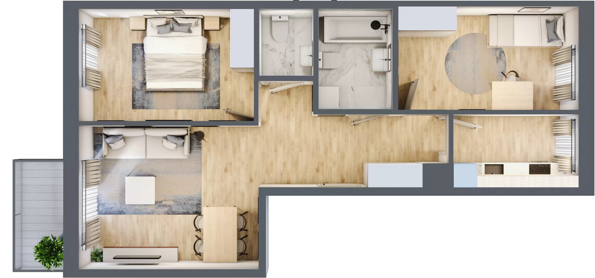 3 pokoje, mieszkanie 64,63 m², piętro 4, oferta nr B/64, Apartamenty Beethovena, Warszawa, Mokotów, Sielce, ul. Dziekońskiego 4