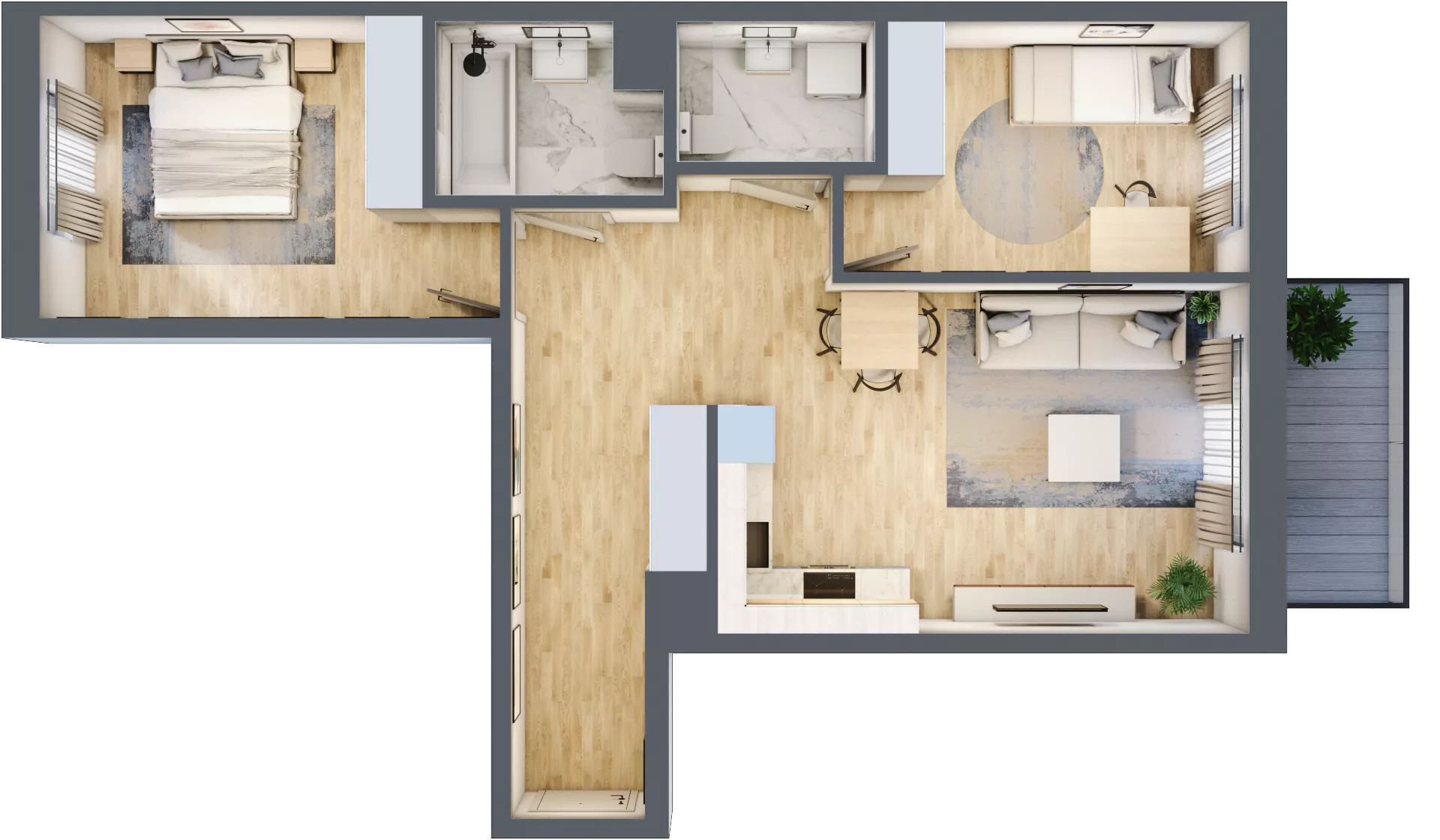 3 pokoje, mieszkanie 65,39 m², piętro 4, oferta nr B/62, Apartamenty Beethovena, Warszawa, Mokotów, Sielce, ul. Dziekońskiego 4