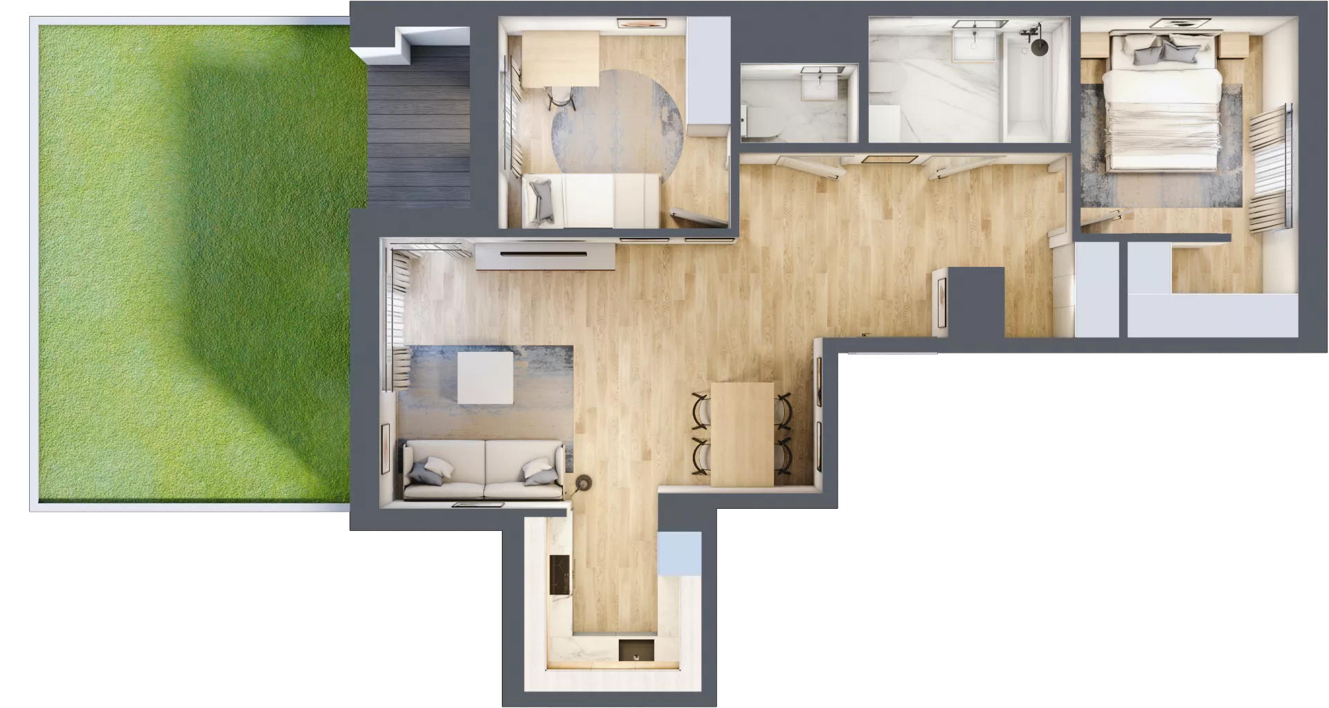 3 pokoje, mieszkanie 67,57 m², parter, oferta nr B/4, Apartamenty Beethovena, Warszawa, Mokotów, Sielce, ul. Dziekońskiego 4