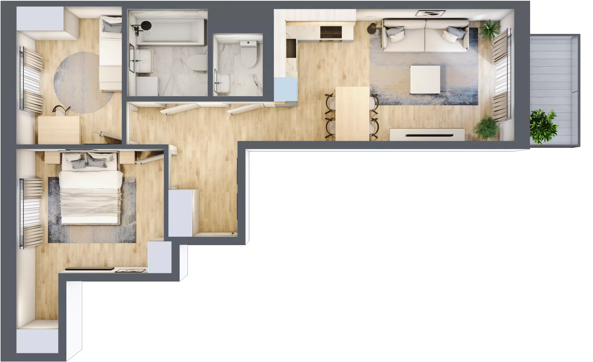 3 pokoje, mieszkanie 59,68 m², piętro 1, oferta nr B/32, Apartamenty Beethovena, Warszawa, Mokotów, Sielce, ul. Dziekońskiego 4