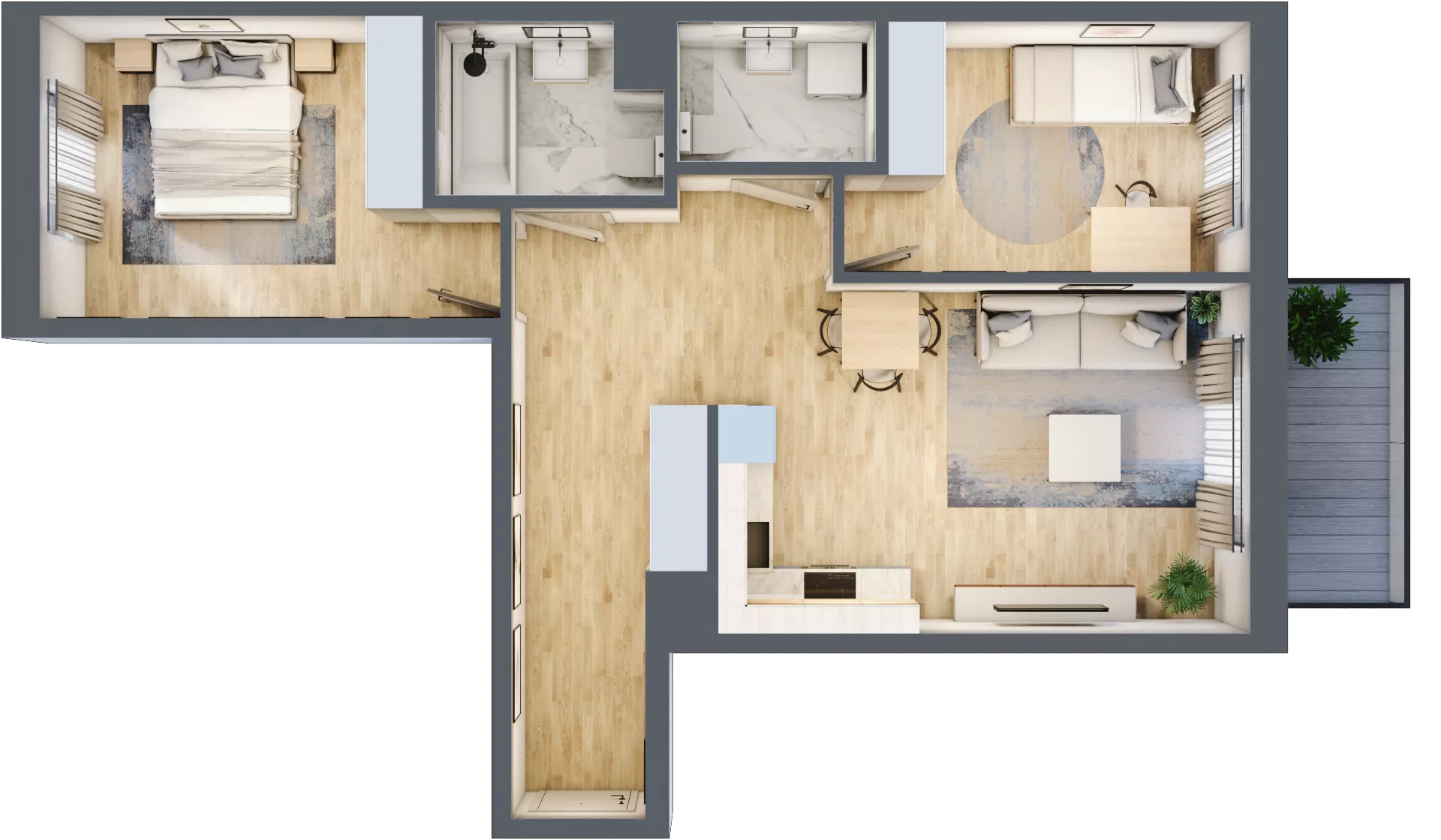 3 pokoje, mieszkanie 65,39 m², piętro 5, oferta nr B/65, Apartamenty Beethovena, Warszawa, Mokotów, Sielce, ul. Dziekońskiego 4