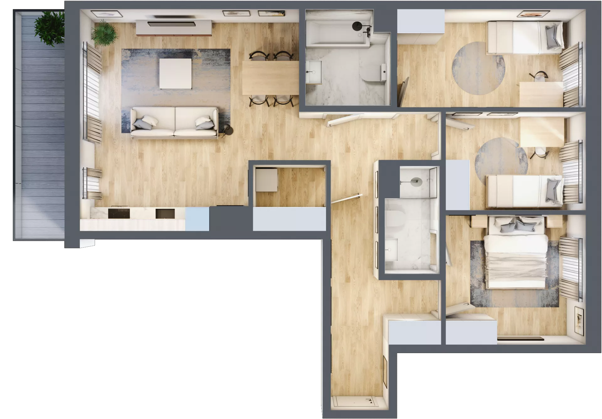 4 pokoje, mieszkanie 86,48 m², piętro 1, oferta nr C/13, Apartamenty Beethovena, Warszawa, Mokotów, Sielce, ul. Dziekońskiego 4