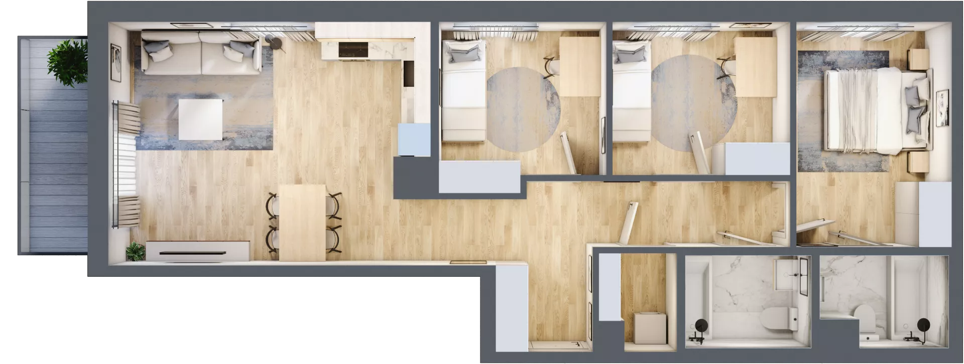 4 pokoje, mieszkanie 78,89 m², piętro 1, oferta nr C/12, Apartamenty Beethovena, Warszawa, Mokotów, Sielce, ul. Dziekońskiego 4