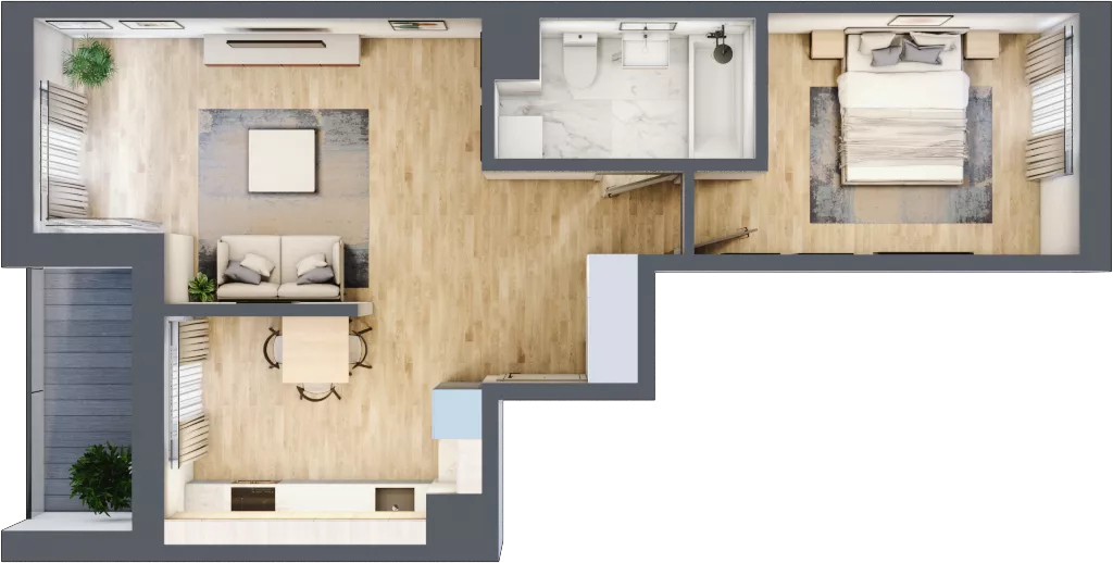 2 pokoje, mieszkanie 50,89 m², piętro 4, oferta nr D/12, Apartamenty Beethovena, Warszawa, Mokotów, Sielce, ul. Dziekońskiego 4