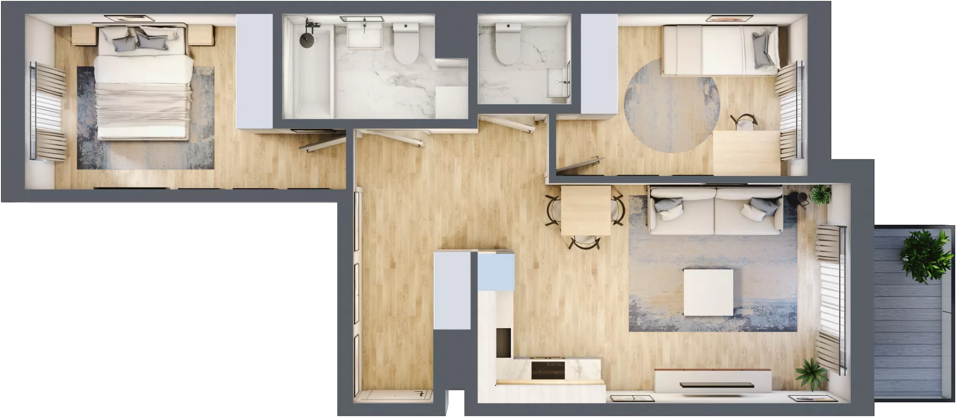 3 pokoje, mieszkanie 61,39 m², piętro 2, oferta nr D/8, Apartamenty Beethovena, Warszawa, Mokotów, Sielce, ul. Dziekońskiego 4