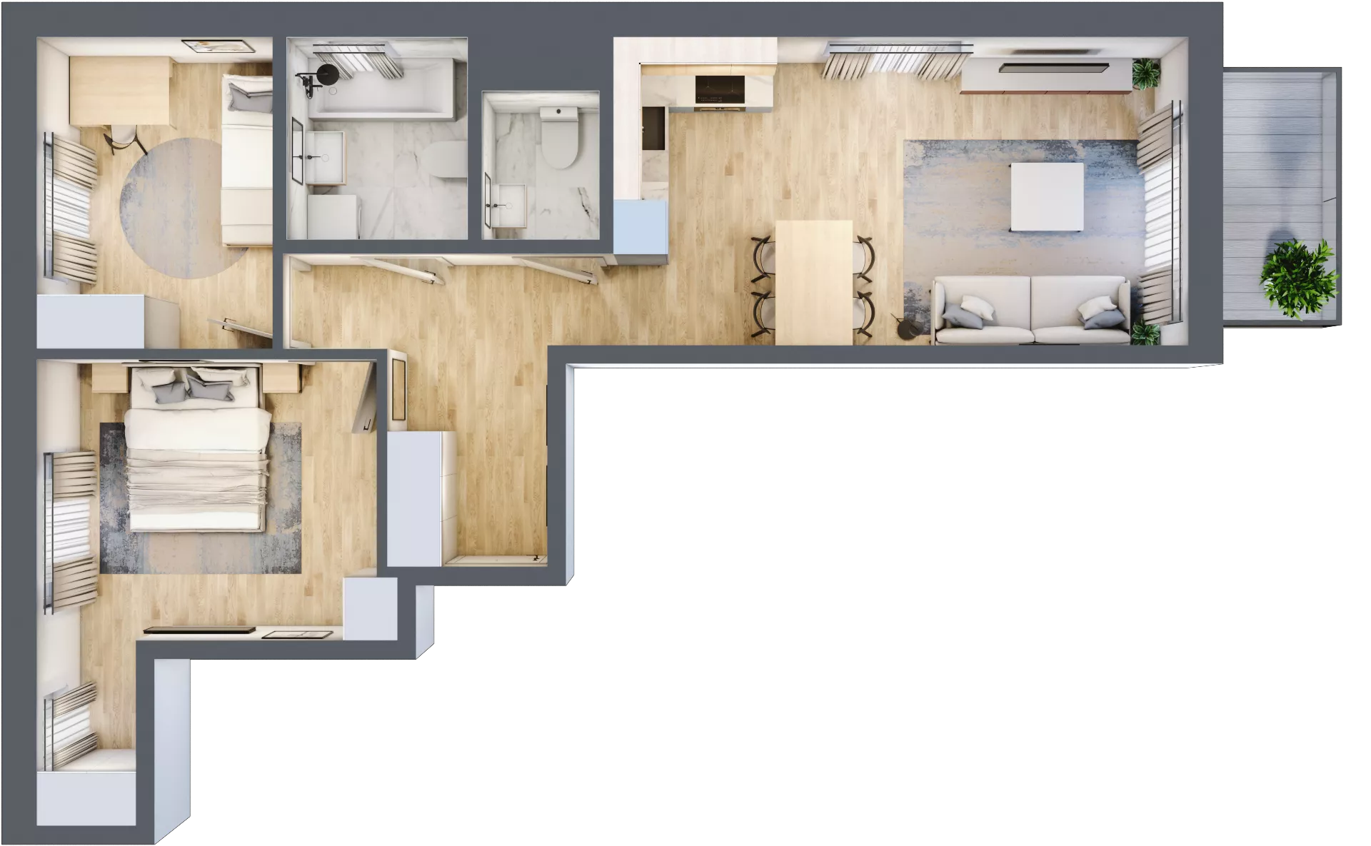 3 pokoje, mieszkanie 59,79 m², piętro 2, oferta nr D/25, Apartamenty Beethovena, Warszawa, Mokotów, Sielce, ul. Dziekońskiego 4