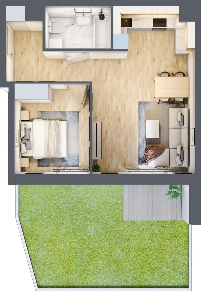 2 pokoje, mieszkanie 46,20 m², parter, oferta nr B/31, Apartamenty nad Oławką 2, Wrocław, Przedmieście Oławskie, Krzyki, ul. Krakowska 98a