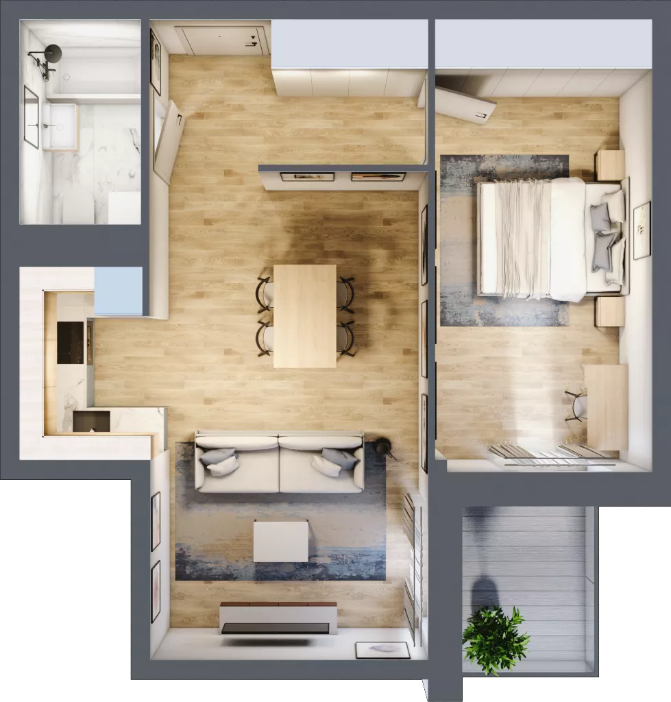 2 pokoje, mieszkanie 50,29 m², piętro 6, oferta nr B/88, Apartamenty nad Oławką 2, Wrocław, Przedmieście Oławskie, Krzyki, ul. Krakowska 98a