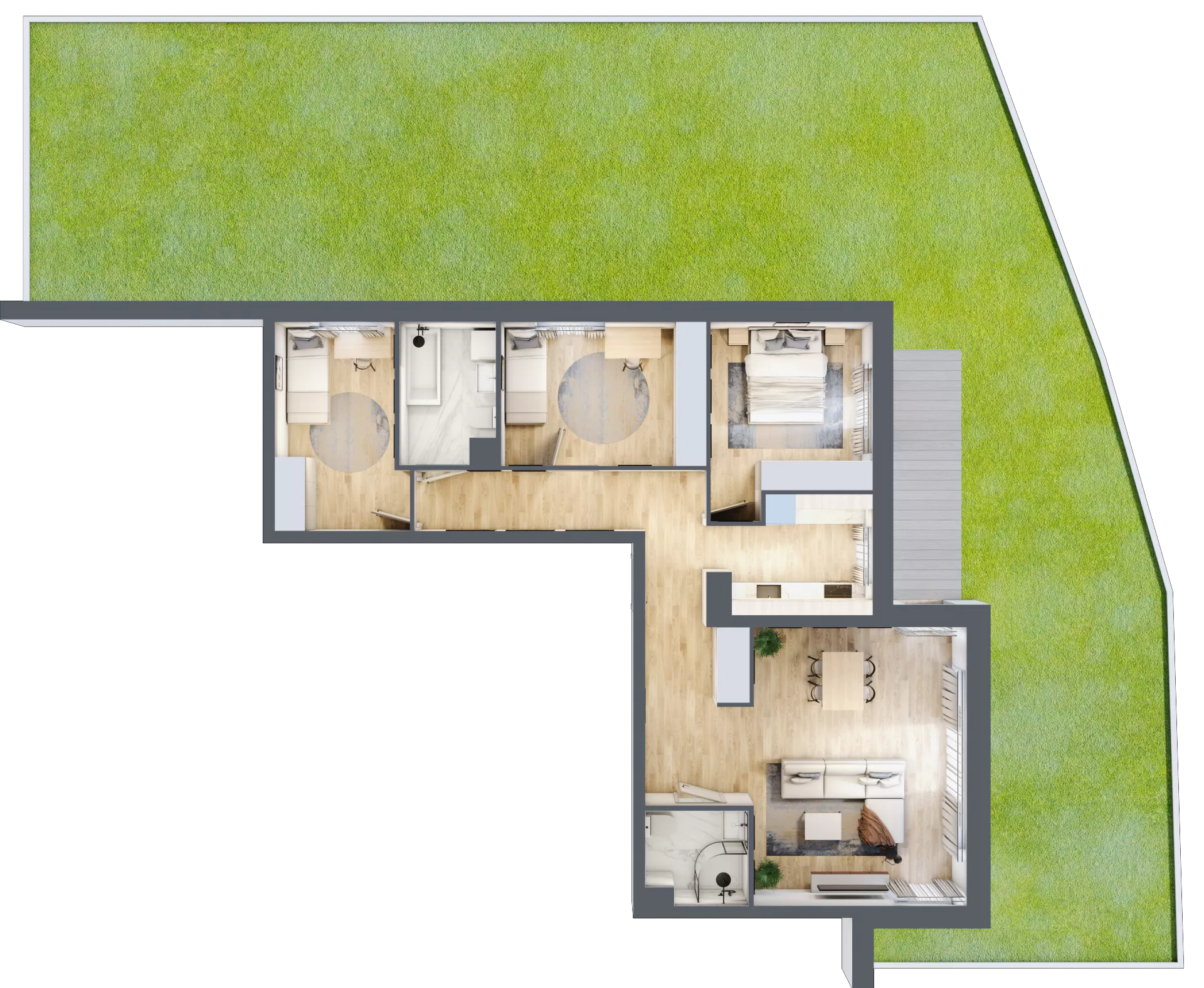 4 pokoje, mieszkanie 90,30 m², parter, oferta nr B/56, Apartamenty nad Oławką 2, Wrocław, Przedmieście Oławskie, Krzyki, ul. Krakowska 98a
