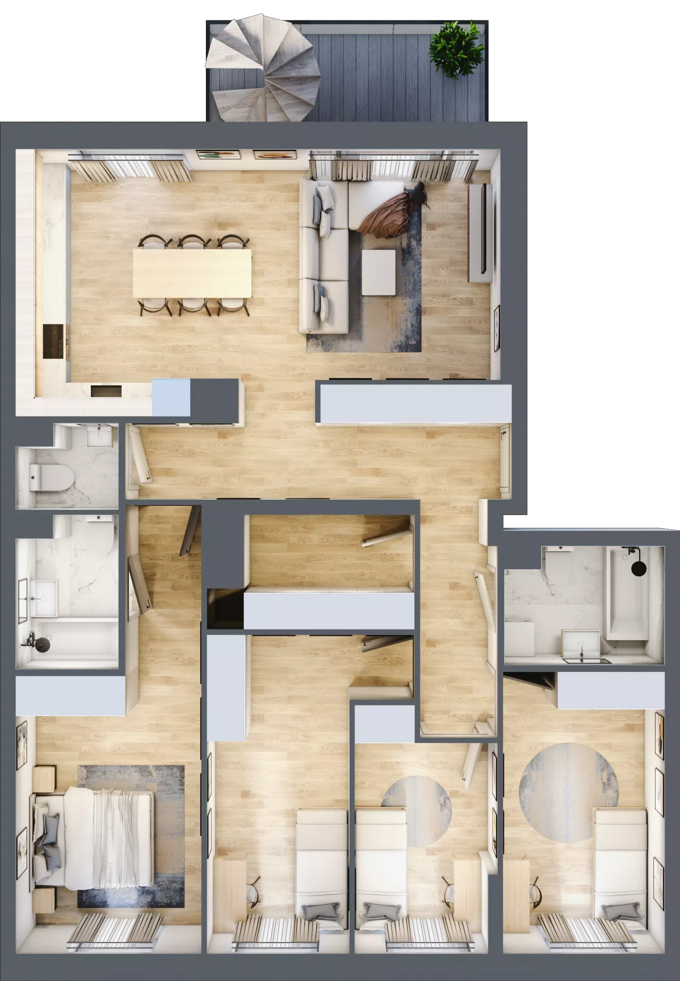 5 pokoi, mieszkanie 107,22 m², piętro 6, oferta nr B/136, Apartamenty nad Oławką 2, Wrocław, Przedmieście Oławskie, Krzyki, ul. Krakowska 98a