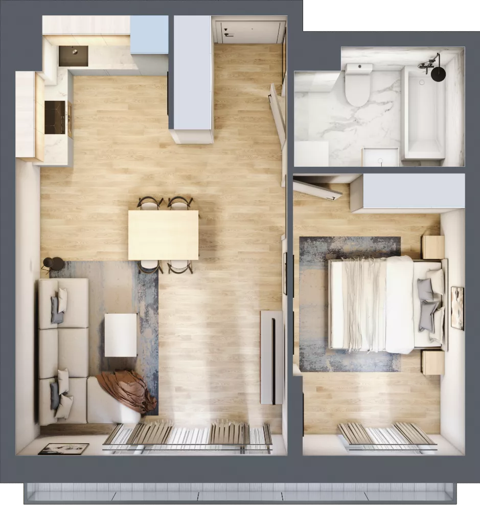 2 pokoje, mieszkanie 45,66 m², piętro 2, oferta nr B/120, Apartamenty nad Oławką 2, Wrocław, Przedmieście Oławskie, Krzyki, ul. Krakowska 98a