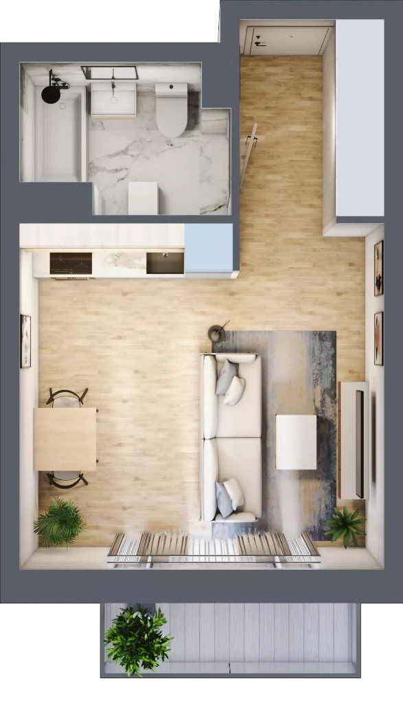1 pokój, mieszkanie 28,97 m², piętro 3, oferta nr B/98, Apartamenty nad Oławką 2, Wrocław, Przedmieście Oławskie, Krzyki, ul. Krakowska 98a