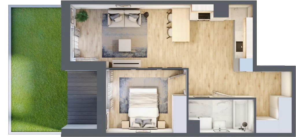 2 pokoje, mieszkanie 47,86 m², parter, oferta nr C/3, 29. Aleja bud. C, Kraków, Stare Miasto, Warszawskie, al. 29 Listopada