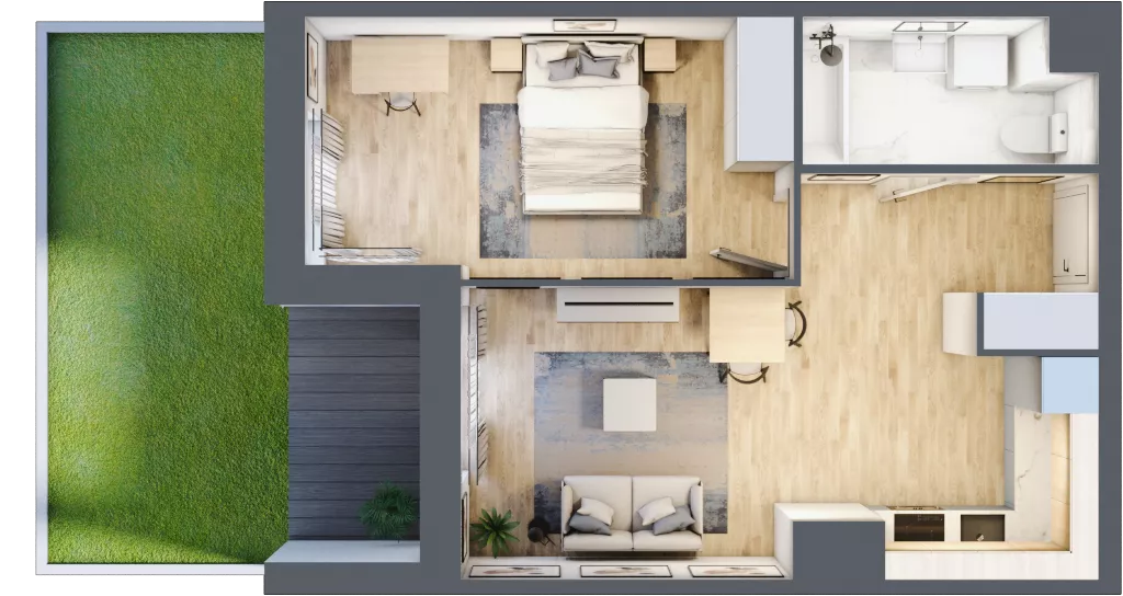 2 pokoje, mieszkanie 42,75 m², parter, oferta nr C/5, 29. Aleja bud. C, Kraków, Stare Miasto, Warszawskie, al. 29 Listopada