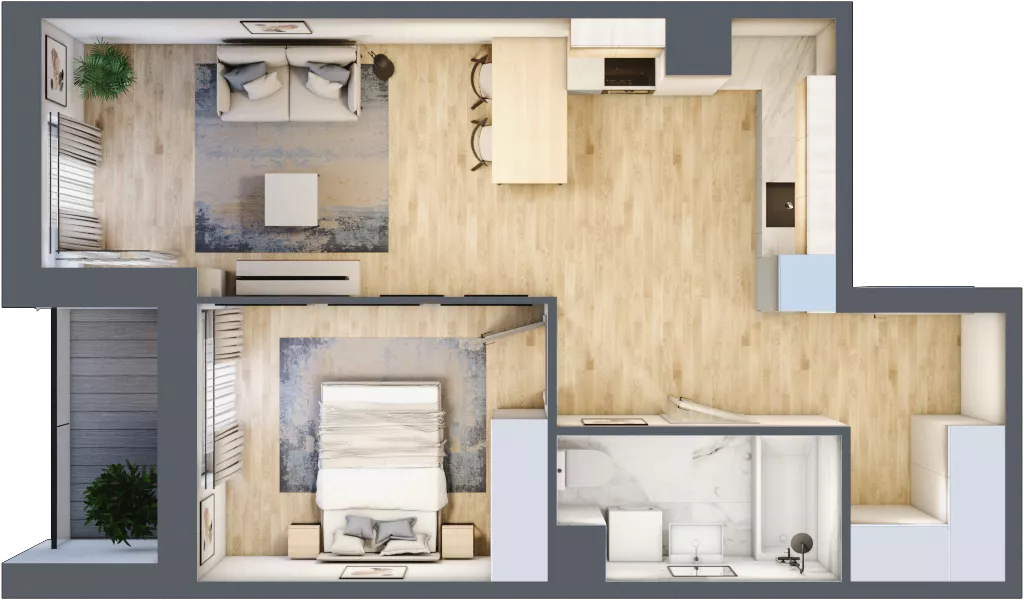 2 pokoje, mieszkanie 48,08 m², piętro 6, oferta nr C/42, 29. Aleja bud. C, Kraków, Stare Miasto, Warszawskie, al. 29 Listopada