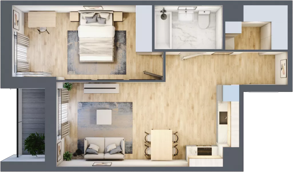 2 pokoje, mieszkanie 48,02 m², piętro 4, oferta nr C/82, 29. Aleja bud. C, Kraków, Stare Miasto, Warszawskie, al. 29 Listopada