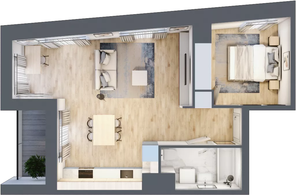 2 pokoje, mieszkanie 47,26 m², piętro 9, oferta nr C/132, 29. Aleja bud. C, Kraków, Stare Miasto, Warszawskie, al. 29 Listopada