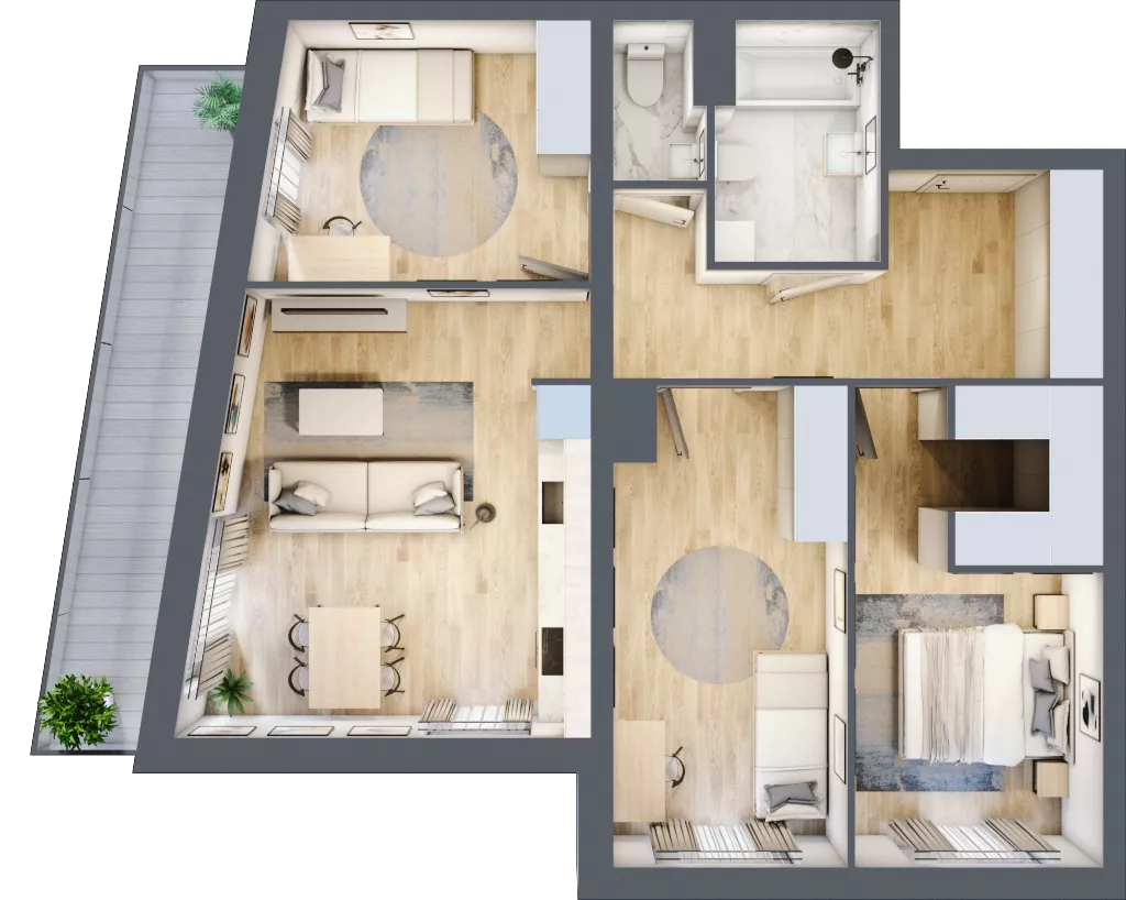 4 pokoje, mieszkanie 77,71 m², piętro 1, oferta nr A/15, Hubska 100 etap 2, Wrocław, Huby, Krzyki, ul. Hubska 100
