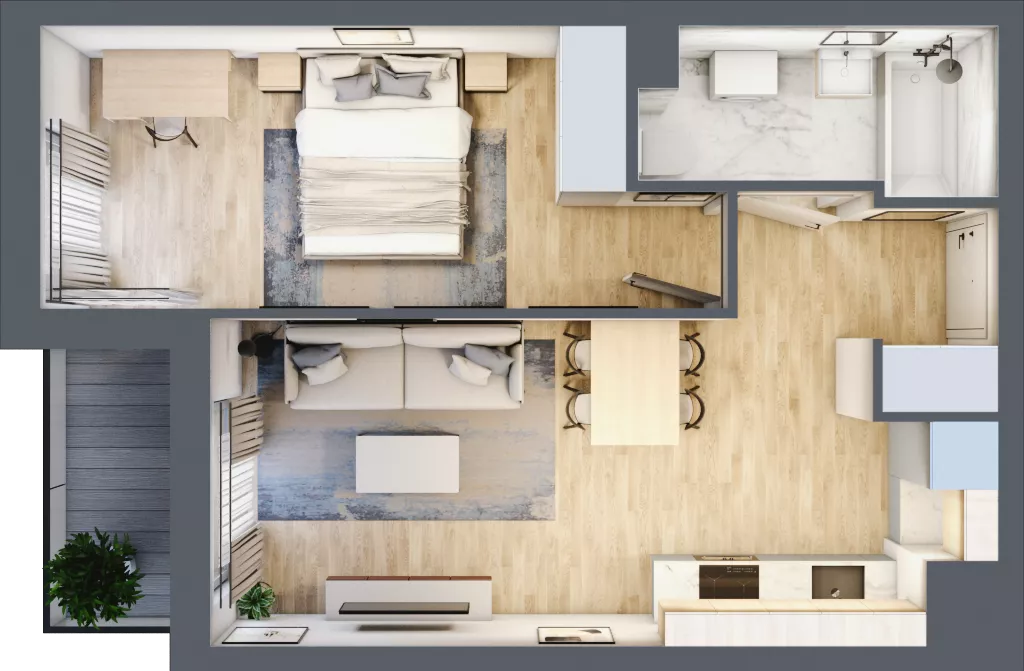 2 pokoje, mieszkanie 40,30 m², piętro 5, oferta nr A/84, Hubska 100 etap 2, Wrocław, Huby, Krzyki, ul. Hubska 100