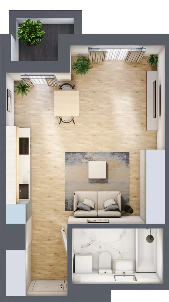 1 pokój, mieszkanie 34,23 m², piętro 5, oferta nr D/47, Osiedle Urbino 1.4, Warszawa, Włochy, Raków, ul. Równoległa