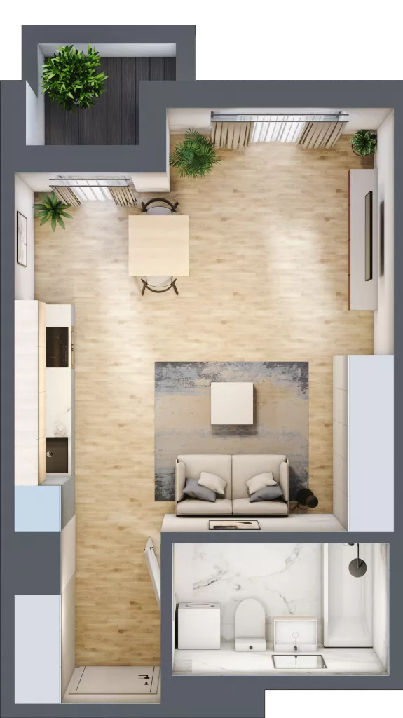 1 pokój, mieszkanie 34,23 m², piętro 2, oferta nr D/20, Osiedle Urbino 1.4, Warszawa, Włochy, Raków, ul. Równoległa