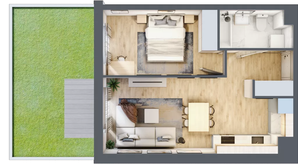 2 pokoje, mieszkanie 41,08 m², parter, oferta nr B/2, Osiedle Rapsodia 2, Wrocław, Karłowice-Różanka, Różanka, ul. Wołowska 5