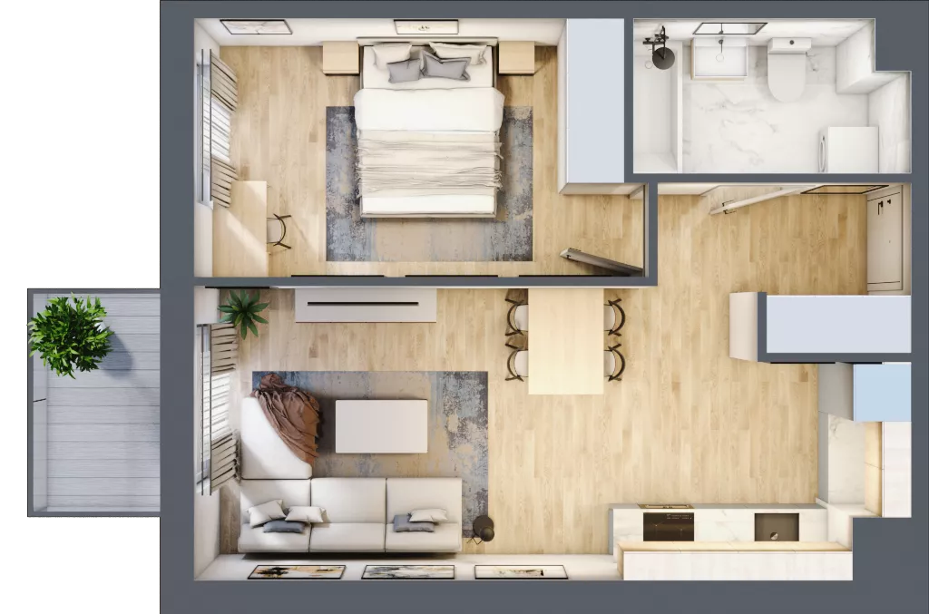 2 pokoje, mieszkanie 42,59 m², piętro 2, oferta nr D/14, Osiedle Rapsodia 2, Wrocław, Karłowice-Różanka, Różanka, ul. Wołowska 5