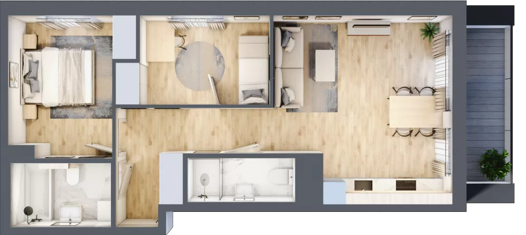 3 pokoje, mieszkanie 59,42 m², piętro 2, oferta nr C/15, Mokotów Sportowy 1 B, Warszawa, Mokotów, Augustówka, ul. Antoniewska