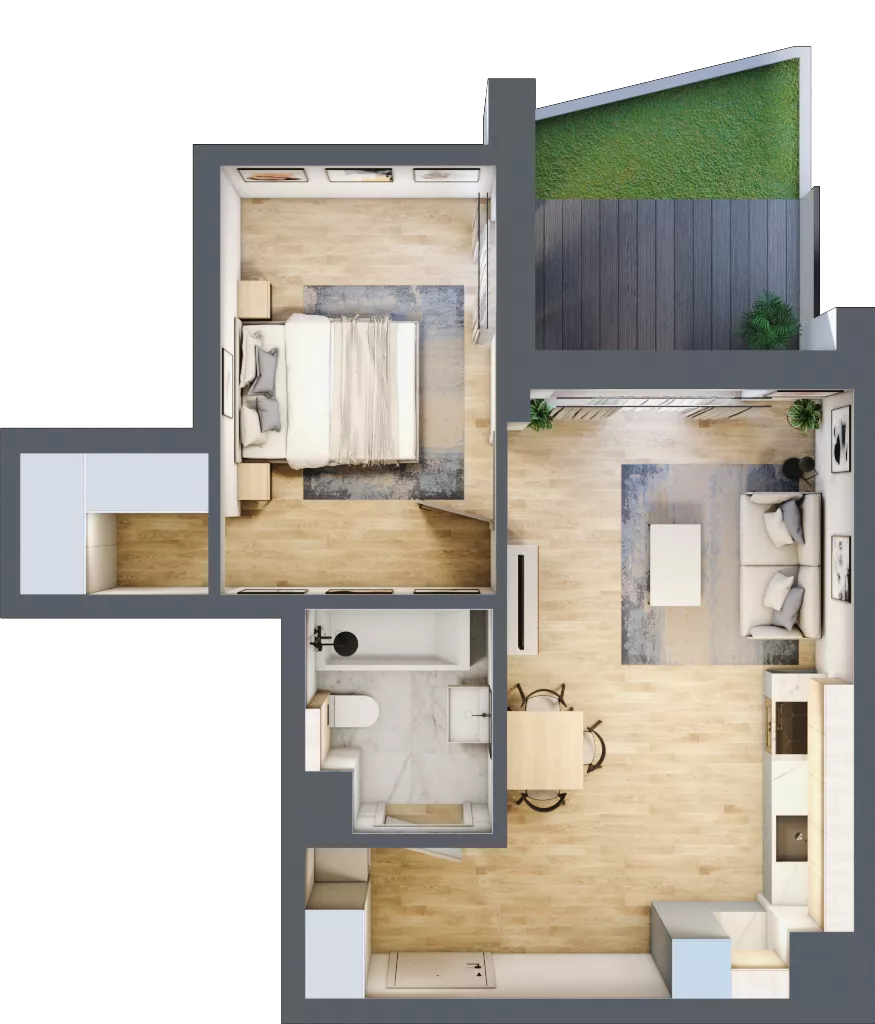 2 pokoje, mieszkanie 43,46 m², parter, oferta nr E/3, Mokotów Sportowy 1 B, Warszawa, Mokotów, Augustówka, ul. Antoniewska
