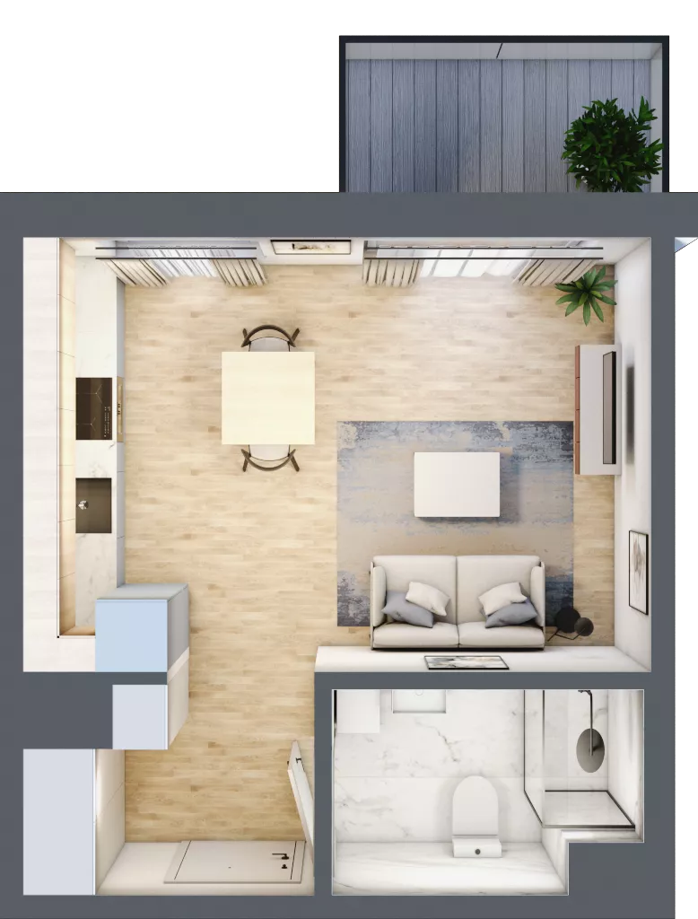 1 pokój, mieszkanie 27,29 m², piętro 3, oferta nr A/105, Metro Zachód 8 bud. A, C, Warszawa, Bemowo, Chrzanów, ul. Szeligowska