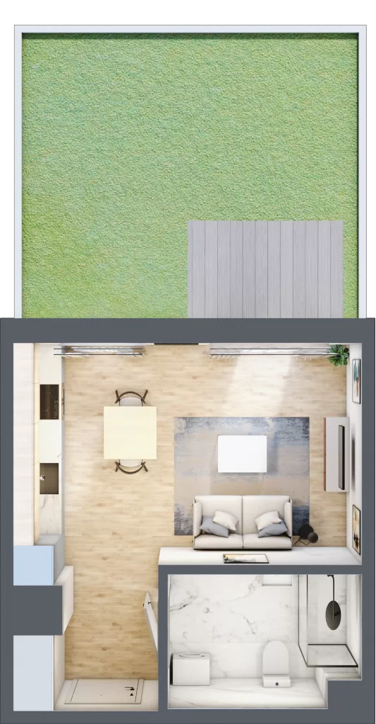 1 pokój, mieszkanie 27,09 m², parter, oferta nr A/6, Metro Zachód 8 bud. A, C, Warszawa, Bemowo, Chrzanów, ul. Szeligowska