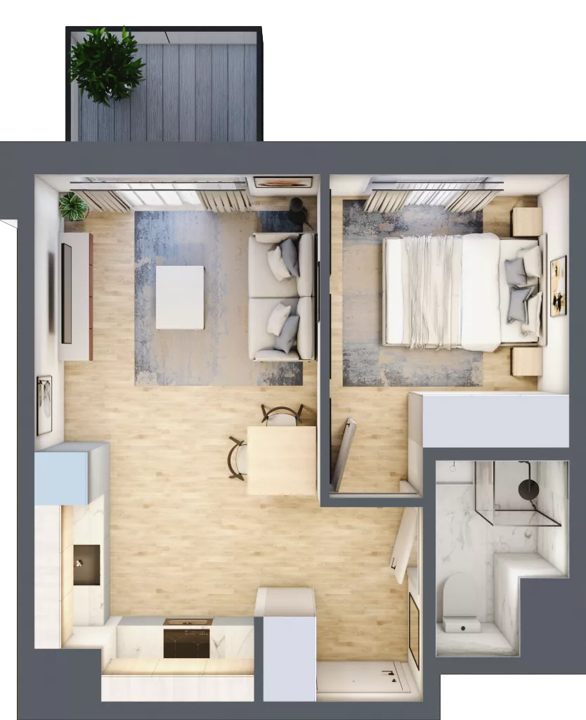 2 pokoje, mieszkanie 33,44 m², piętro 1, oferta nr C/57, Metro Zachód 8 bud. A, C, Warszawa, Bemowo, Chrzanów, ul. Szeligowska
