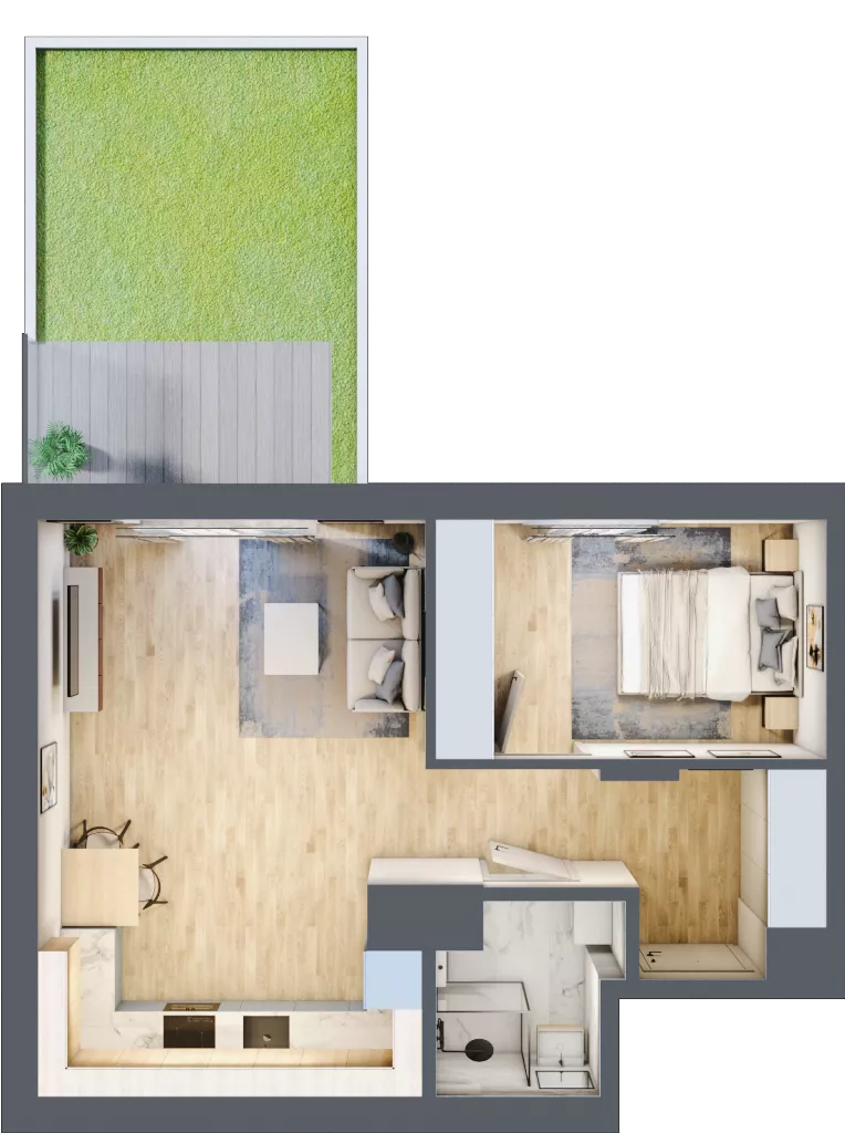 2 pokoje, mieszkanie 43,51 m², parter, oferta nr C/1, Metro Zachód 8 bud. A, C, Warszawa, Bemowo, Chrzanów, ul. Szeligowska