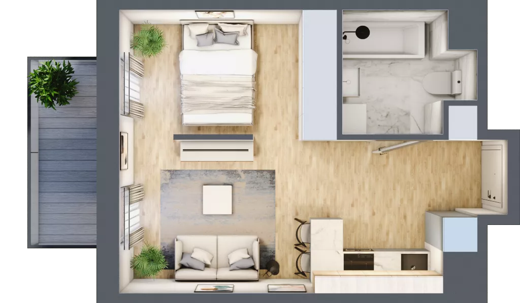 1 pokój, mieszkanie 30,59 m², piętro 1, oferta nr F/6, Apartamenty Park Matecznego bud. F i G, Kraków, Podgórze, Mateczny, ul. Rydlówka / Nowoorawska