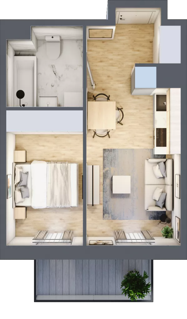 2 pokoje, mieszkanie 30,38 m², piętro 2, oferta nr F/39, Apartamenty Park Matecznego bud. F i G, Kraków, Podgórze, Mateczny, ul. Rydlówka / Nowoorawska